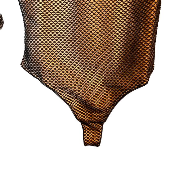 Cosmopolitan Dress The Population Mesh Long Sleeve Open Back Bodysuit S Black - Picture 5 of 11